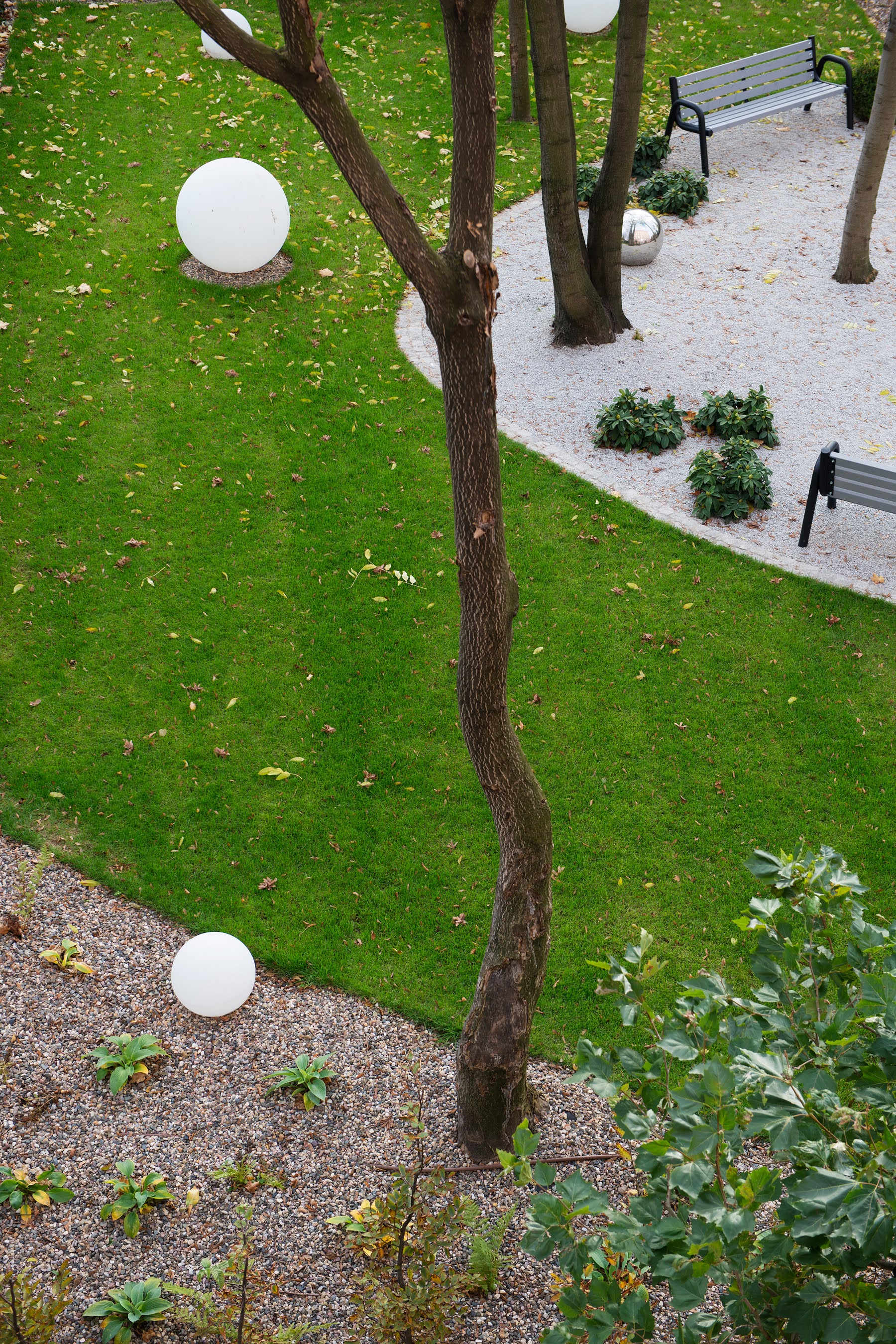 Ogród przy kamienicy.