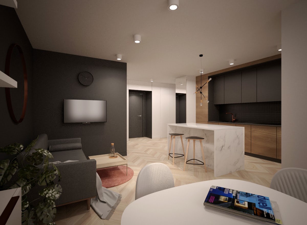 Kontrastowe powierzchnie stały się motywem przewodnim.