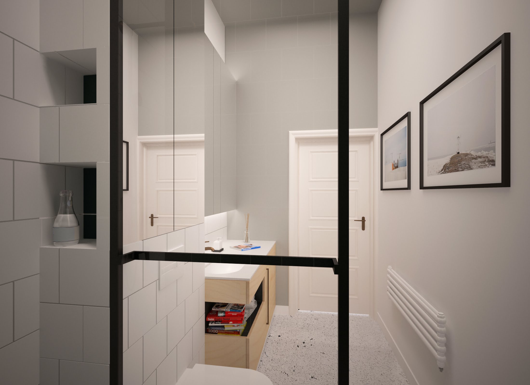 Wnęki na kosmetyki pod prysznicem.